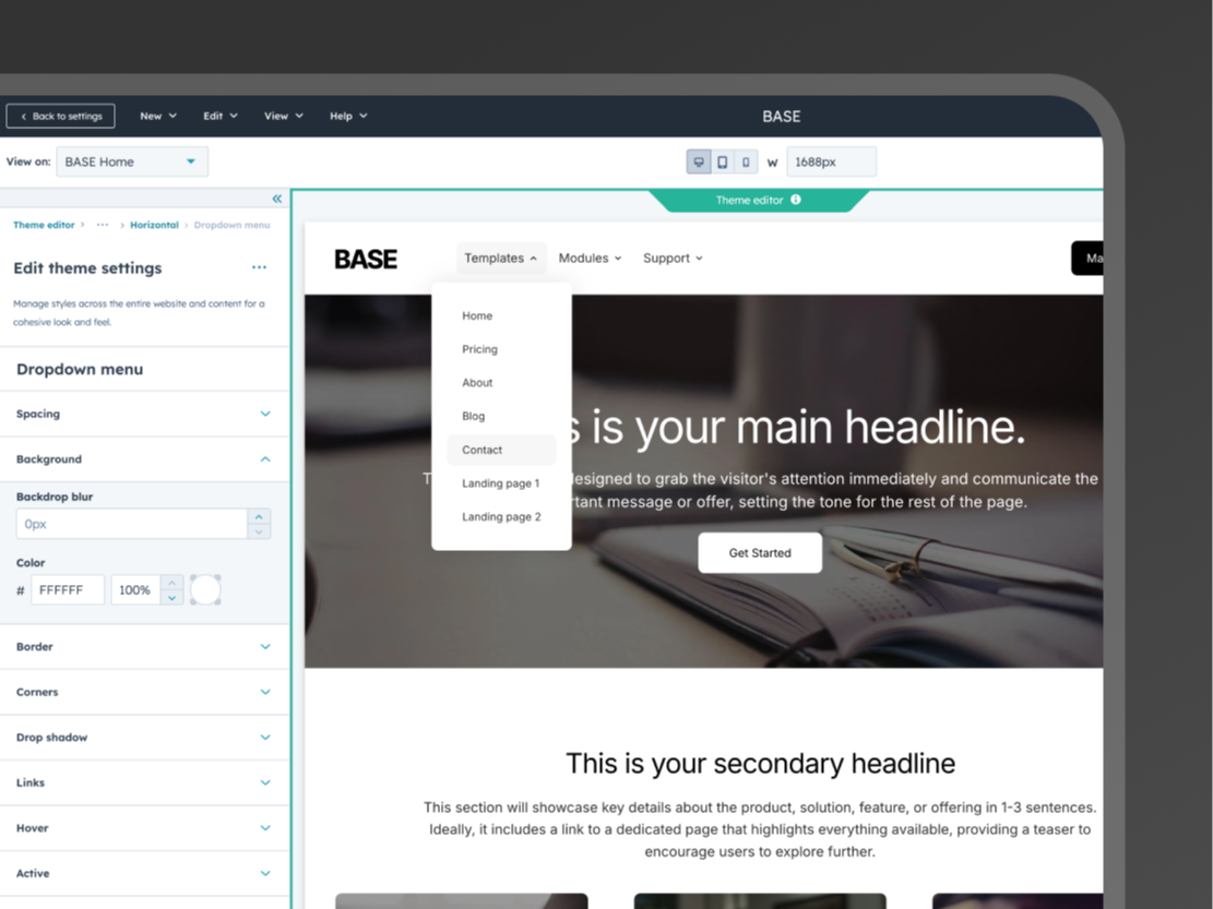 Advanced theme settings