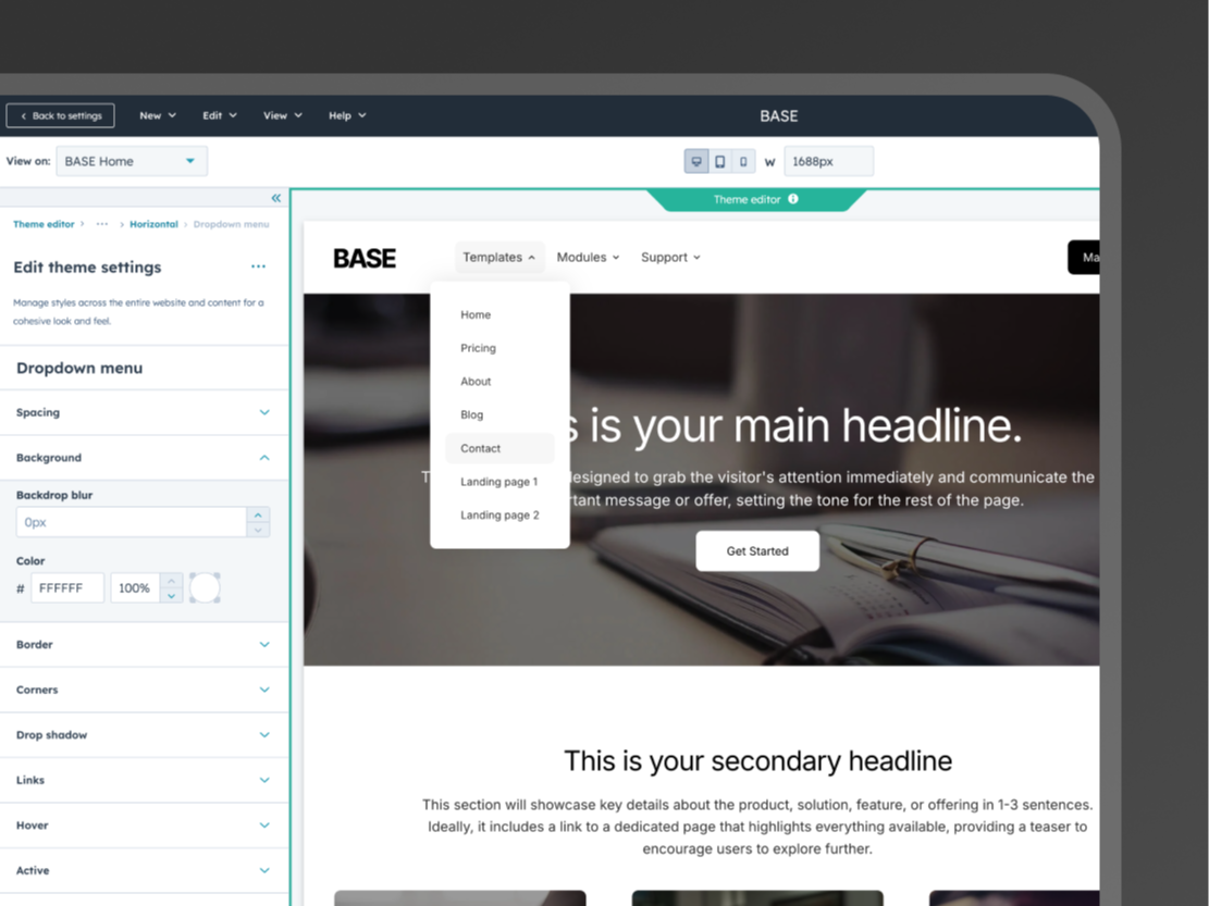 Advanced theme settings